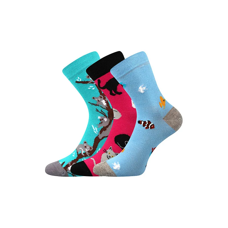 Coolfusky.cz | Vtipné dívčí barevné ponožky koaly, kočky, ryby 3 páry