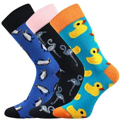 Coolfusky.cz | Vtipné barevné ponožky tučňáci, plameňáci, kačenky 3 páry
