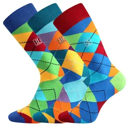 Coolfusky.cz | Trendy barevné ponožky Dikarus káro mix A 3 páry