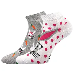 Coolfusky.cz | Vtipné barevné ponožky zajíci+zajíc, myši+kočky, jablíčka+ježci 3 pár