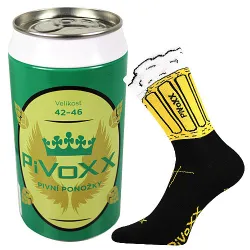 Coolfusky.cz | Originální vtipné Ponožky PiVoXX černé v dárkové plechovce