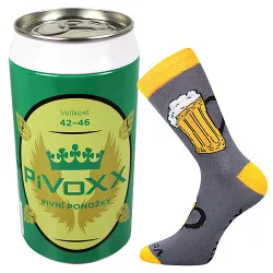 Coolfusky.cz | Originální vtipné Ponožky PiVoXX černé v dárkové plechovce II