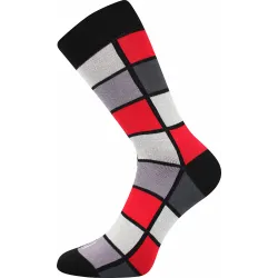 Coolfusky.cz | Vtipné barevné ponožky šedá + červená